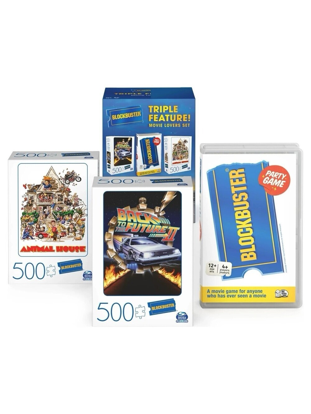 Blockbuster Triple Feature Movie Lover Set Puzzles and Game NEW